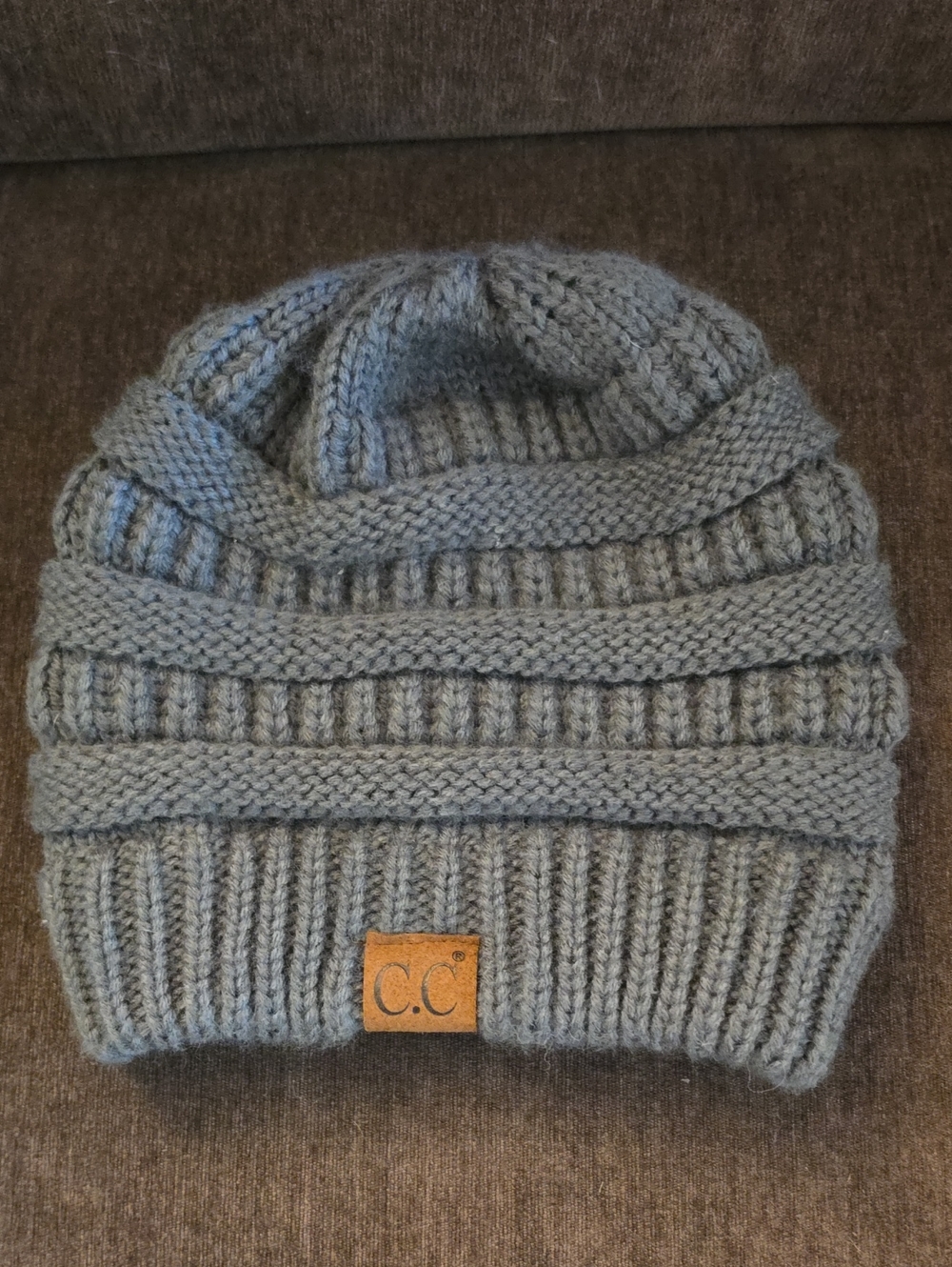 C.C Women's Dark Gray Ribbed Knit Beanie